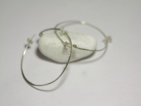 Orecchini cerchio argento con PIETRA DI LUNA