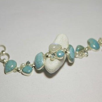 Bracciale argento LARIMAR, TOPAZIO AZZURRO, PIETRA DI LUNA