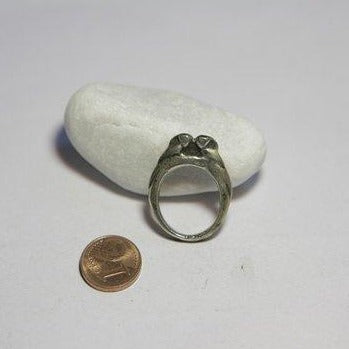 ETHNIC antique silver ring 2 PEACOCKS