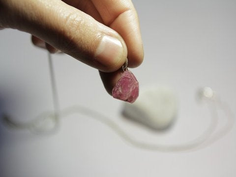 freeitalianjewels - Ciondolo TORMALINA ROSA (RUBELITE) con collana in argento - ilmondodiwit - Collana