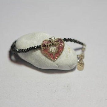 Bracciale pietre dure con ciondolo a forma di cuore