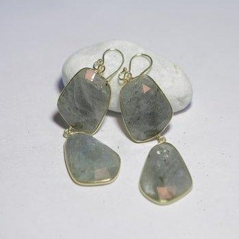 Orecchini con Pietra in argento e LABRADORITE lungo - donna