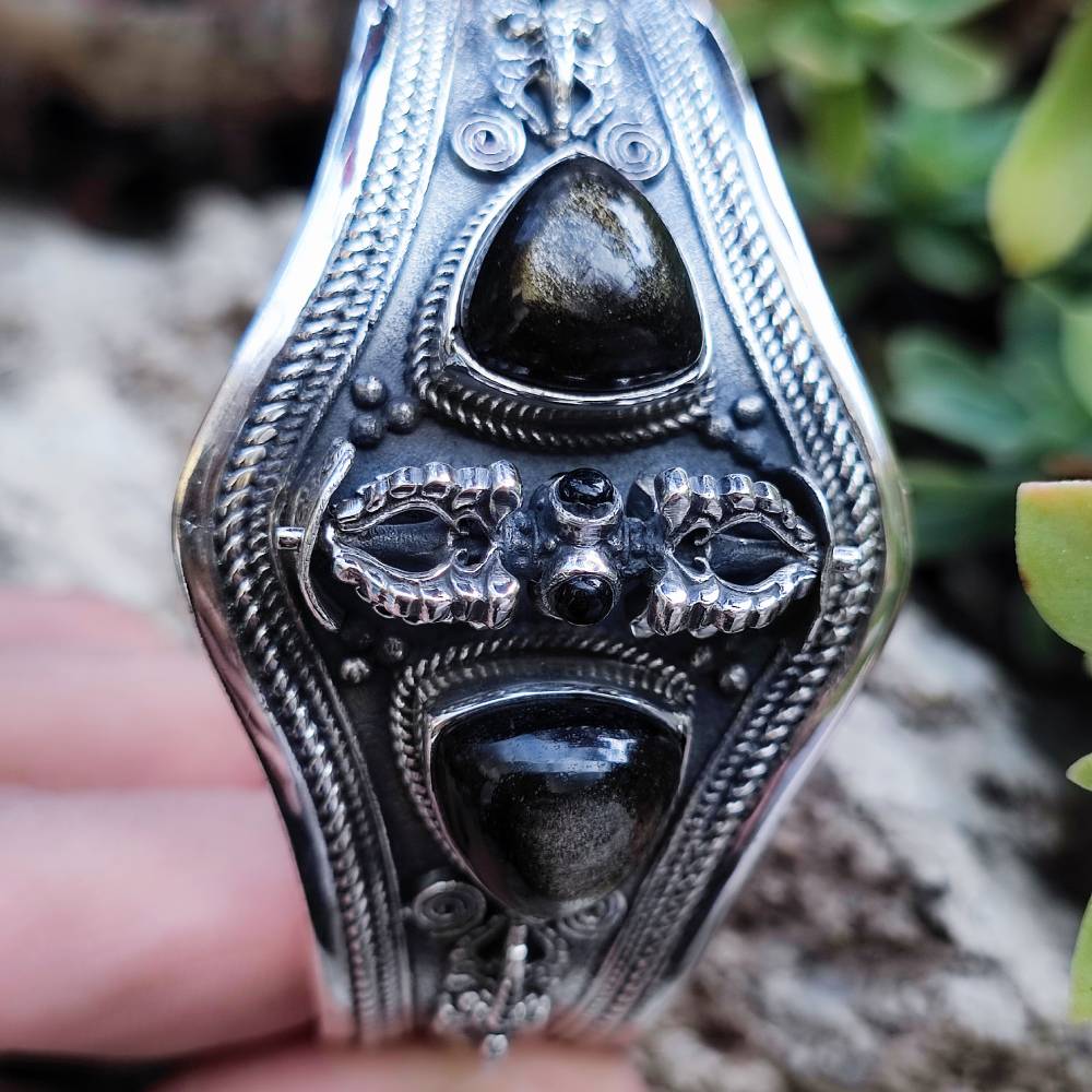 Bracciale rigido in argento 925 con pietra - HARIPURA