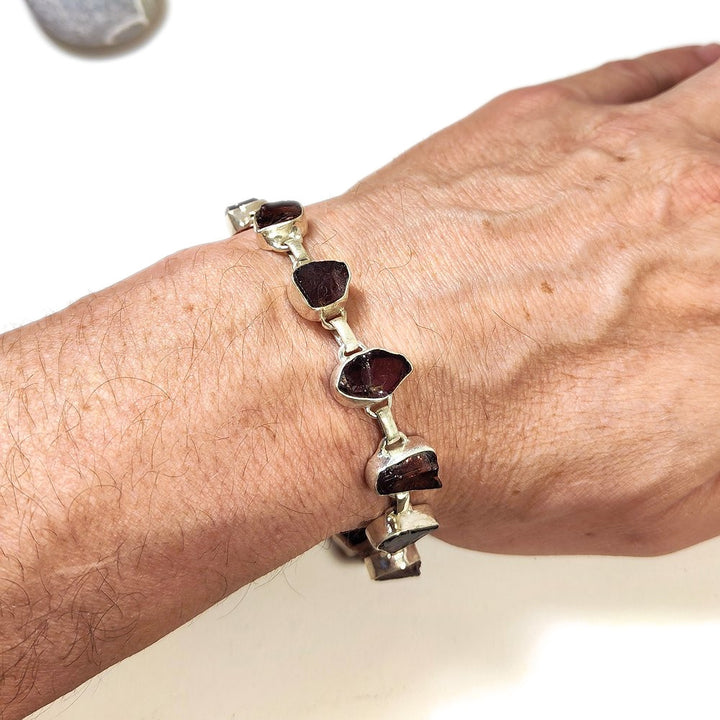 BRACCIALE ADIMU con GRANATO grezzo in argento 925