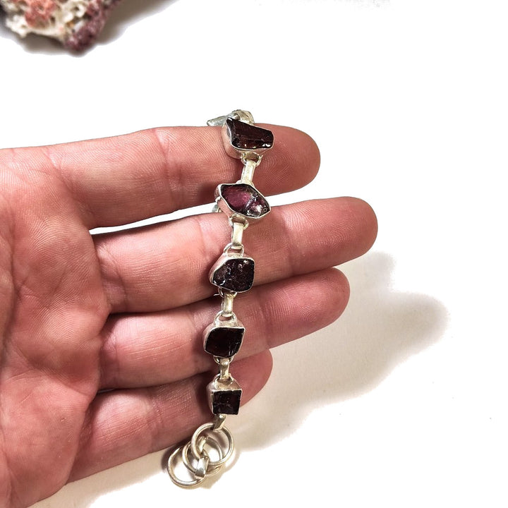 BRACCIALE ADIMU con GRANATO grezzo in argento 925