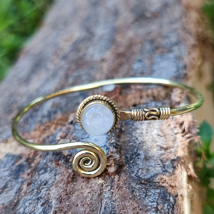 INDUMA bracciale in ottone a spirale con pietra pietra di luna