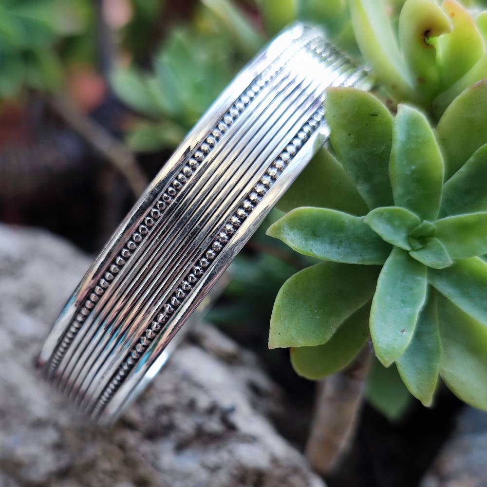 Bracciale etnico rigido in argento 925 - TILAIMAL