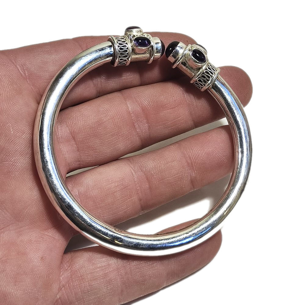 Bracciale rigido MAHA con Ametista in argento 925