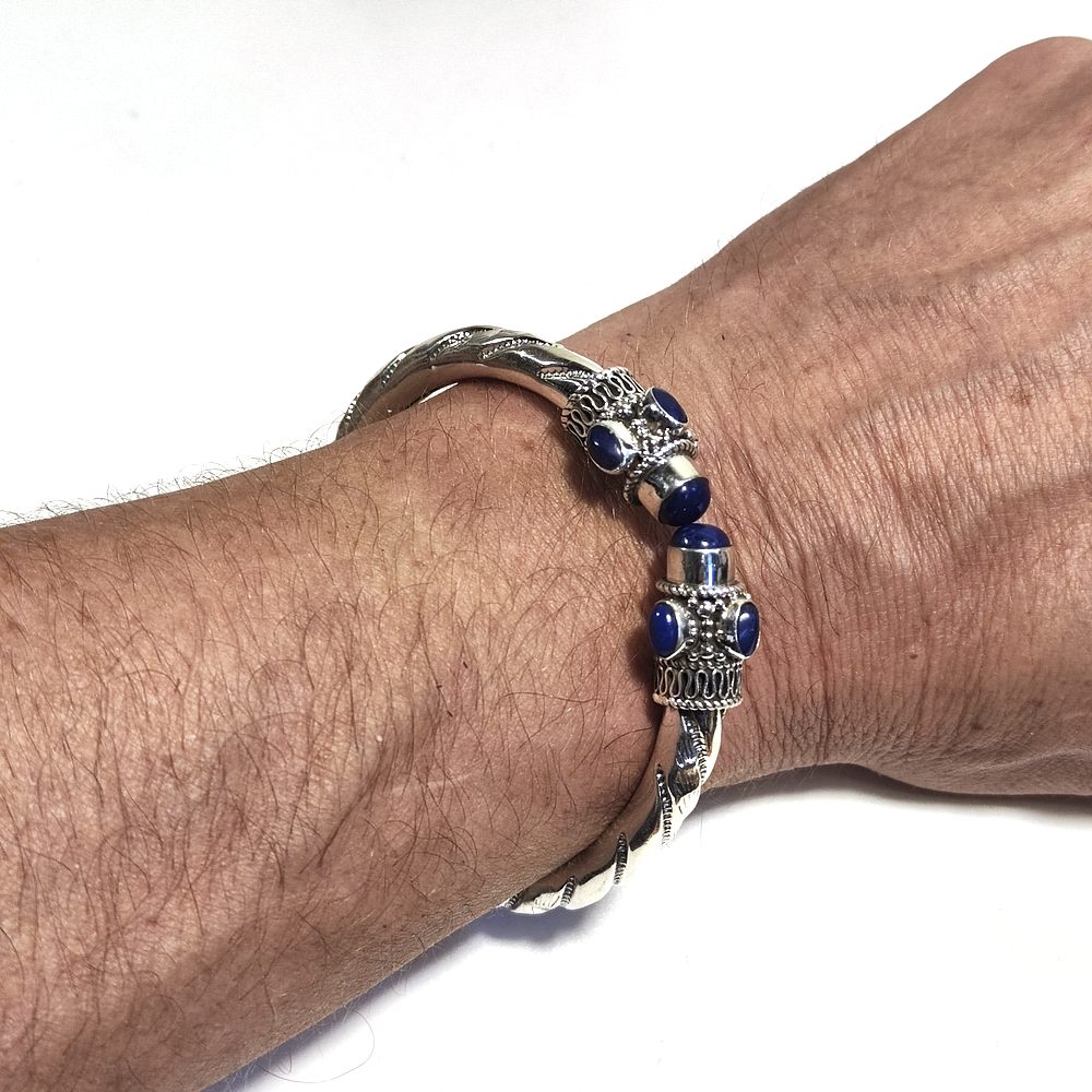 Bracciale rigido MAHA con LAPISLAZZULI in argento 925