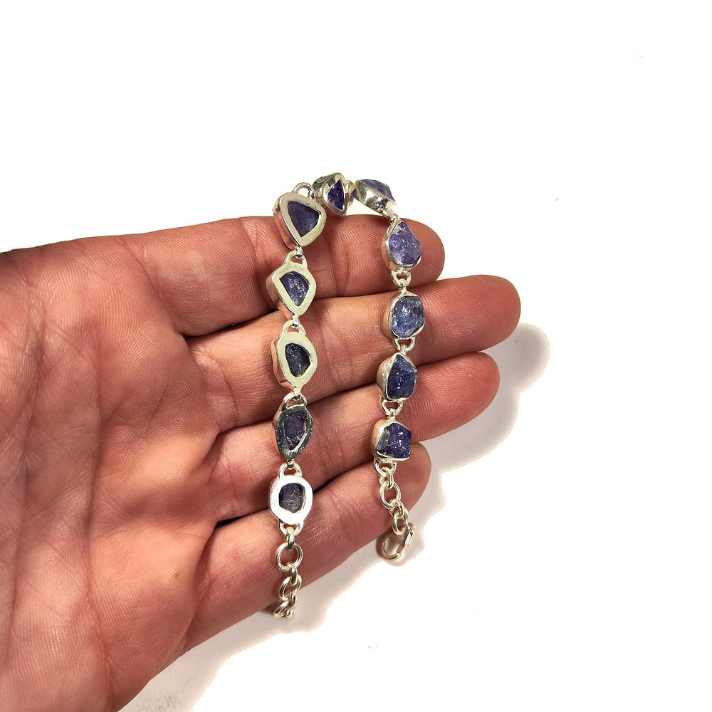 BRACCIALE ADIMU con TANZANITE grezza in argento 925