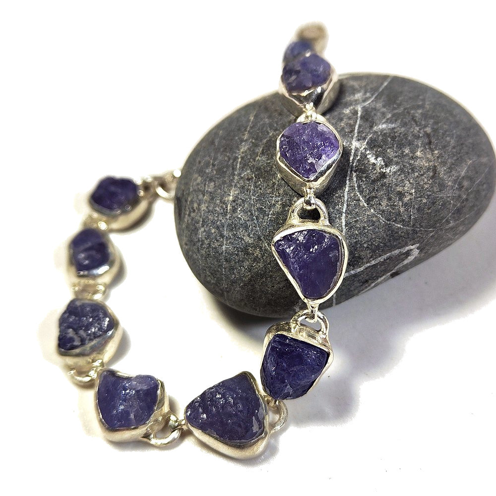 BRACCIALE ADIMU con TANZANITE grezza in argento 925