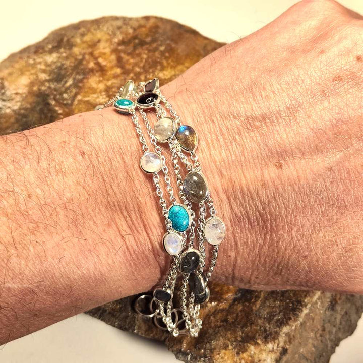 BRACCIALE DENALI con pietre miste in argento 925
