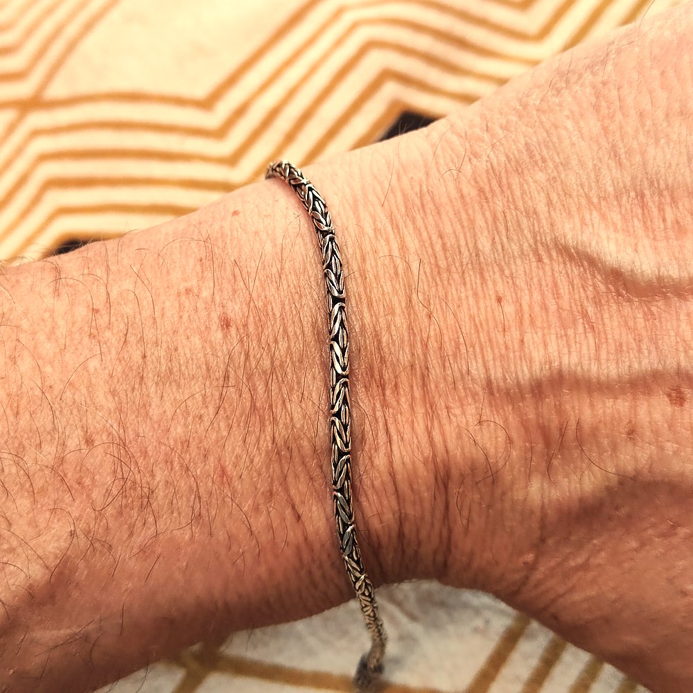 Bracciale in argento da Uomo Maglia Bizantina tonda