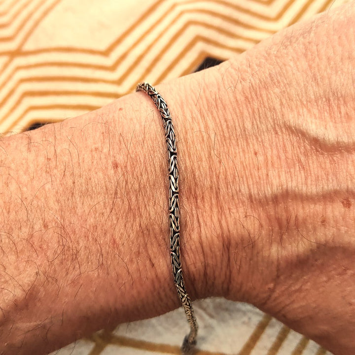 Bracciale in argento da Uomo Maglia Bizantina tonda