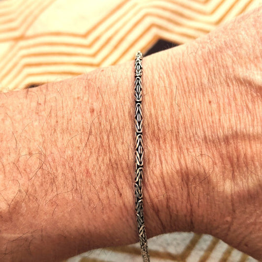 Bracciale in argento da Uomo Maglia Bizantina tonda