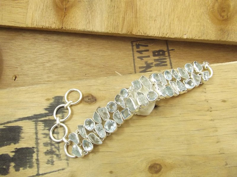 Raw 925 silver TOPAZ ACQUAMARINE bracelet