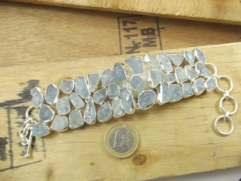 Raw 925 silver ACQUAMARINA bracelet