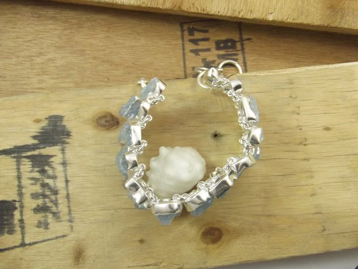 Raw 925 silver ACQUAMARINA bracelet