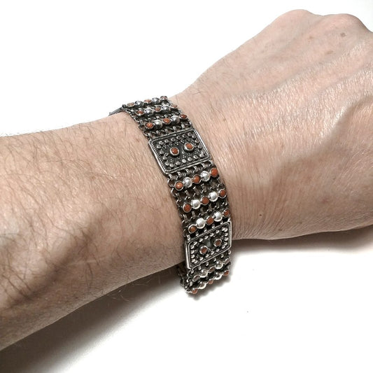 Bracciale ETNICO in argento 925 con Corallo , Perla | GIOIELLI ETNICI