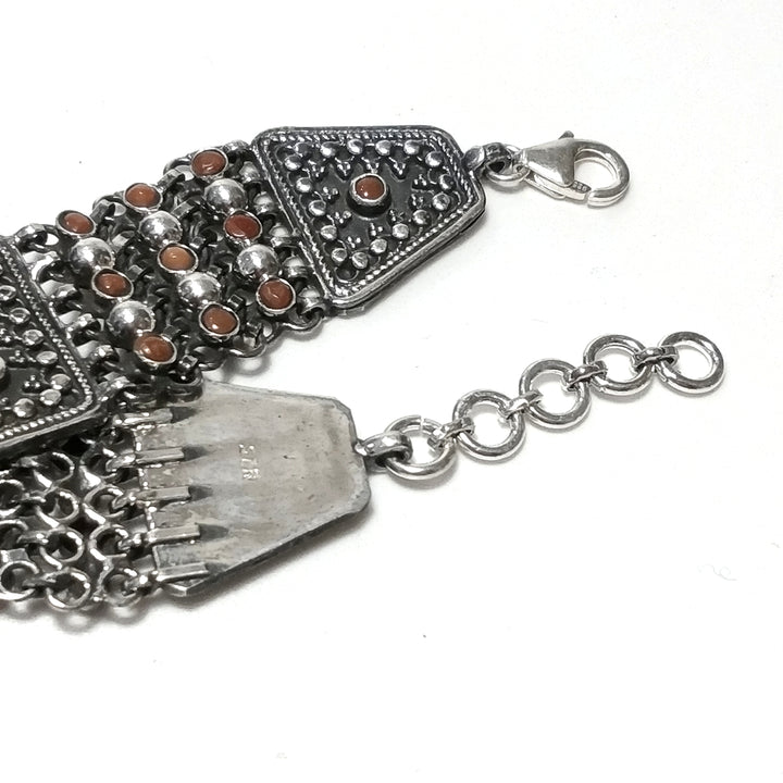 Bracciale ETNICO in argento 925 con Corallo , Perla | GIOIELLI ETNICI