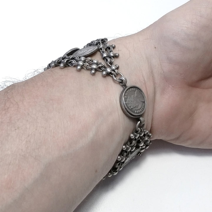 Bracciale in argento 925 con monete
