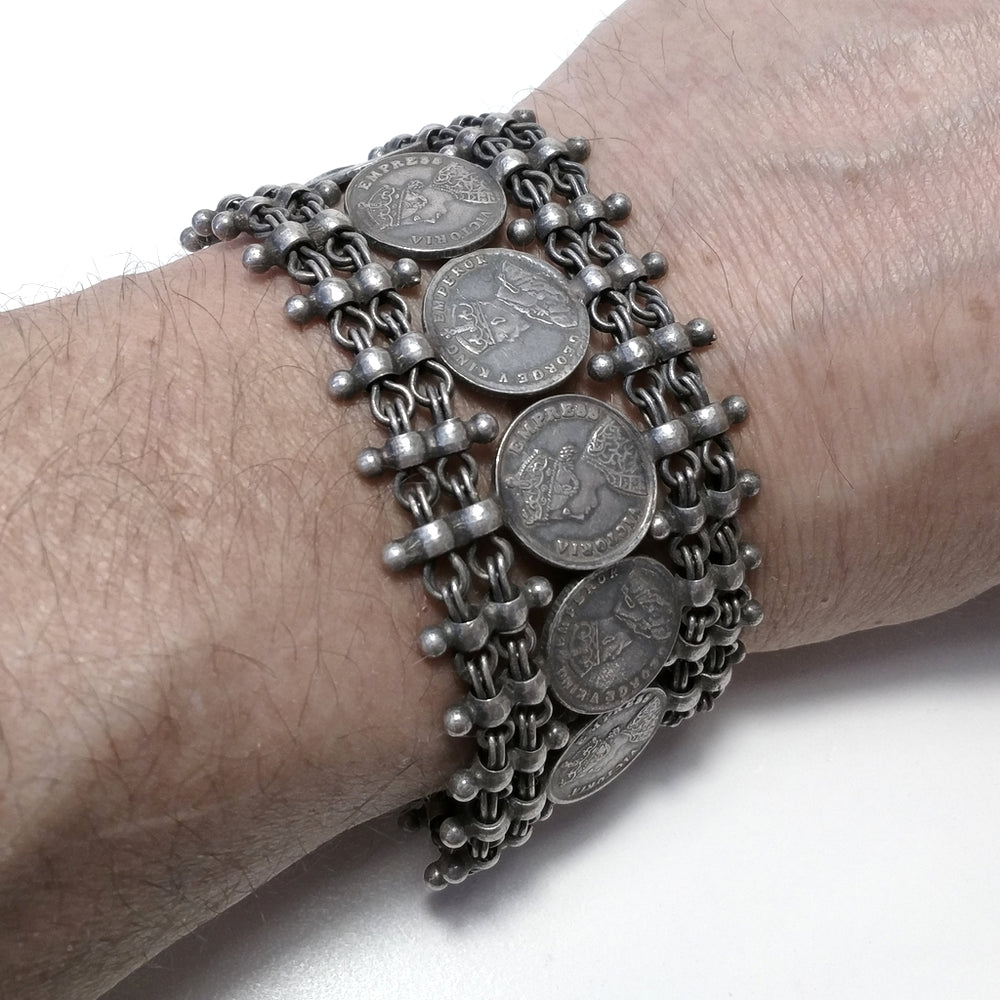 Bracciale in argento 925 con monete