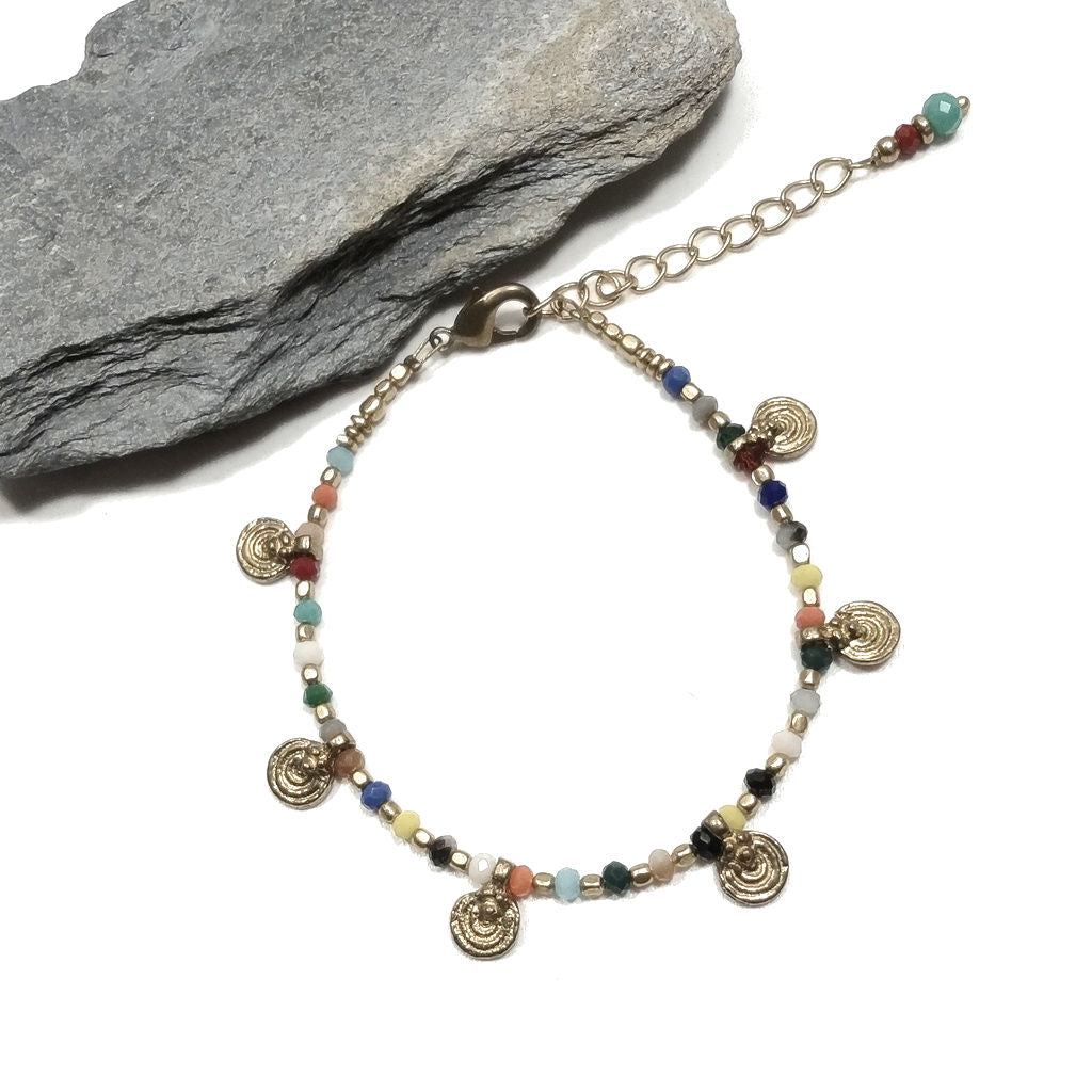 Bracciale artigianale in ottone STELLA SPIRALE FIORI | Bracciale ottone