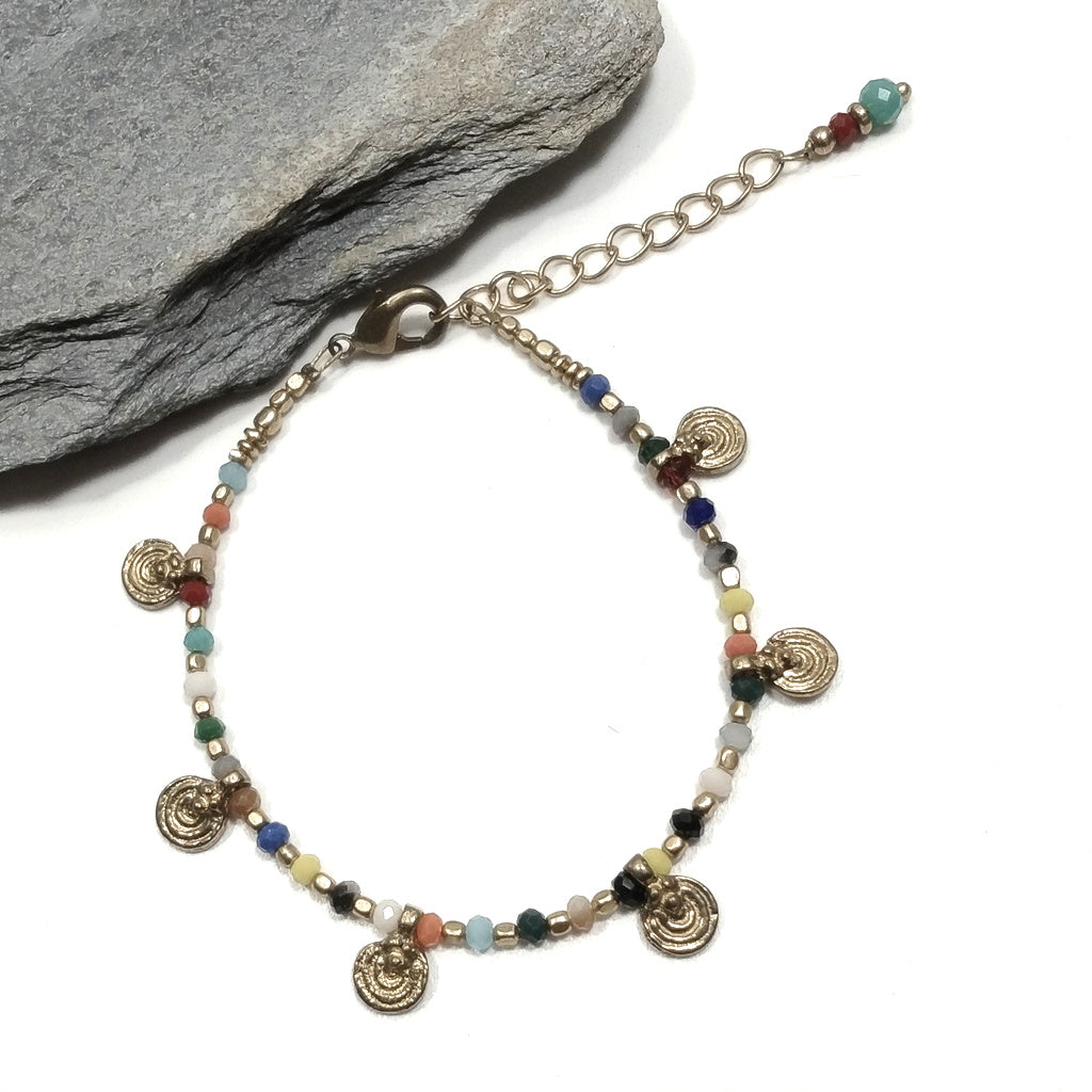 Bracciale artigianale in ottone STELLA SPIRALE FIORI | Bracciale ottone
