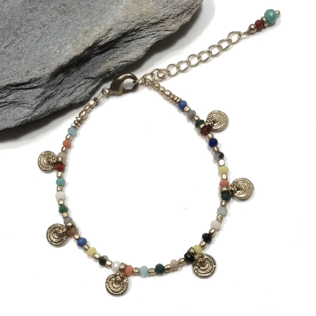 Bracciale artigianale in ottone STELLA SPIRALE FIORI | Bracciale ottone