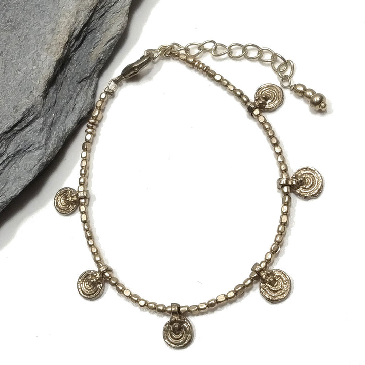 Bracciale artigianale in ottone STELLA SPIRALE FIORI | Bracciale ottone