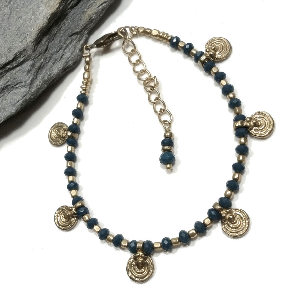 Bracciale artigianale in ottone STELLA SPIRALE FIORI | Bracciale ottone