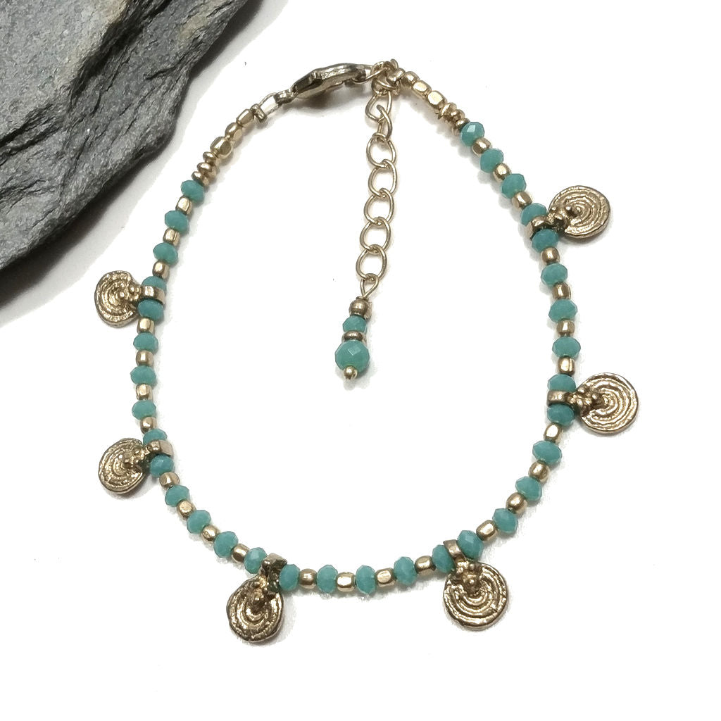 Bracciale artigianale in ottone STELLA SPIRALE FIORI | Bracciale ottone