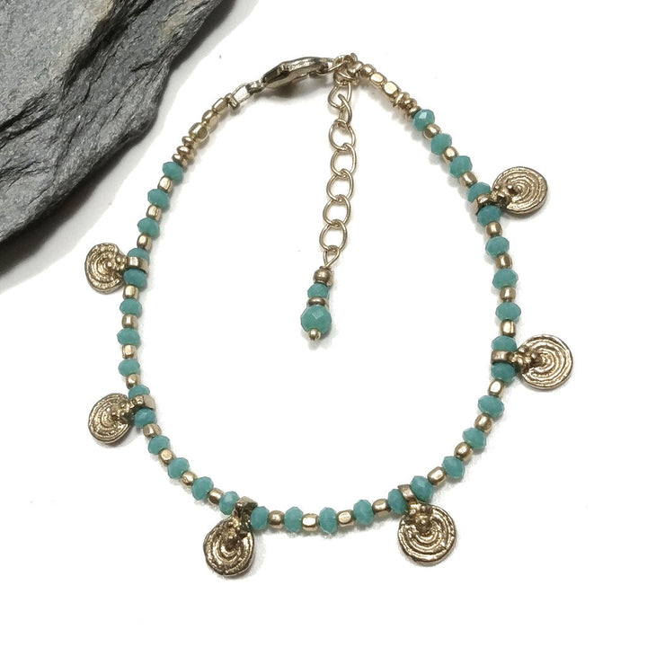 Bracciale artigianale in ottone STELLA SPIRALE FIORI | Bracciale ottone