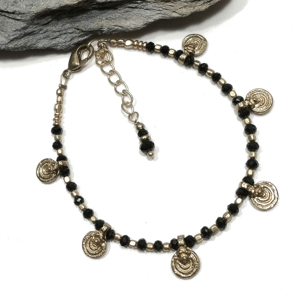 Bracciale artigianale in ottone STELLA SPIRALE FIORI | Bracciale ottone