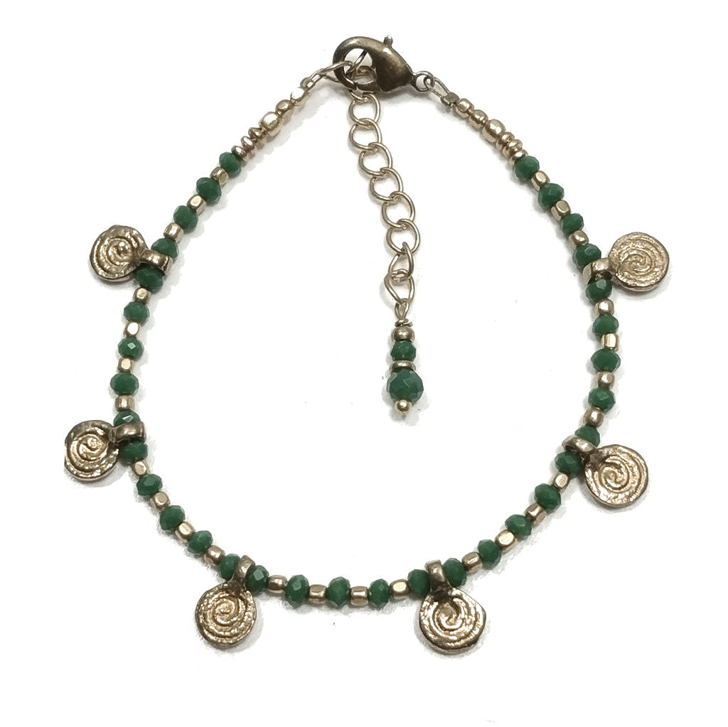 Bracciale artigianale in ottone STELLA SPIRALE FIORI | Bracciale ottone