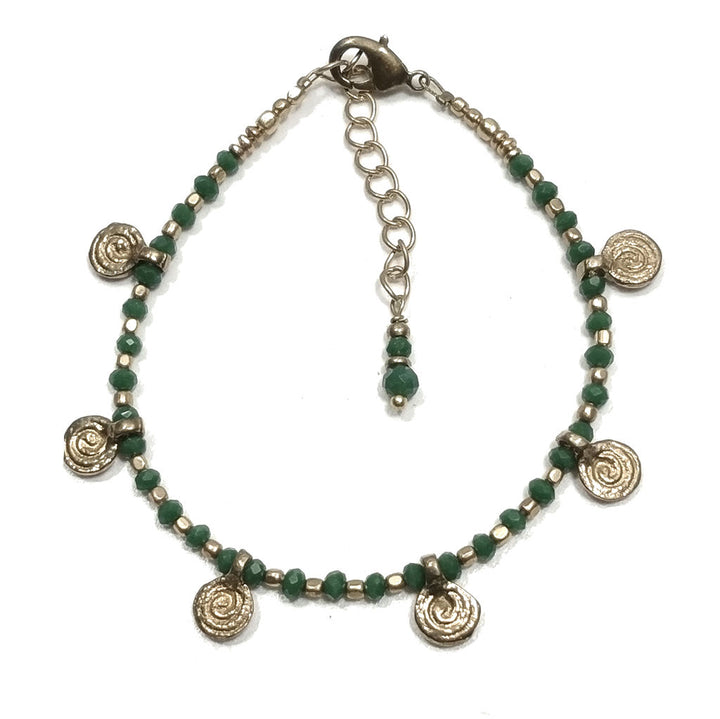 Bracciale artigianale in ottone STELLA SPIRALE FIORI | Bracciale ottone