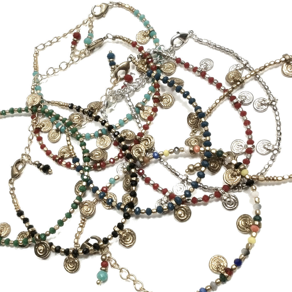 Bracciale artigianale in ottone STELLA SPIRALE FIORI | Bracciale ottone