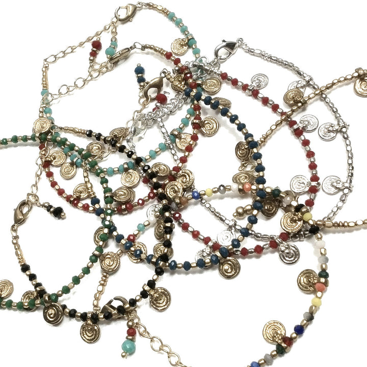 Bracciale artigianale in ottone STELLA SPIRALE FIORI | Bracciale ottone