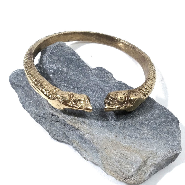 Bracciale in ottone con due serpenti "NAGA" Bracciale artigianale | BRACCIALE ETNICO