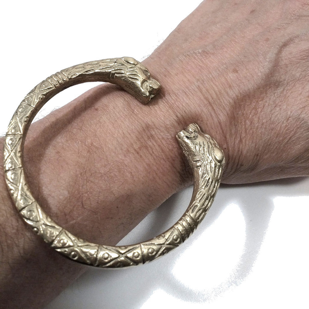 Bracciale in ottone con testa di TIGRE Bracciale artigianale | BRACCIALE ETNICO