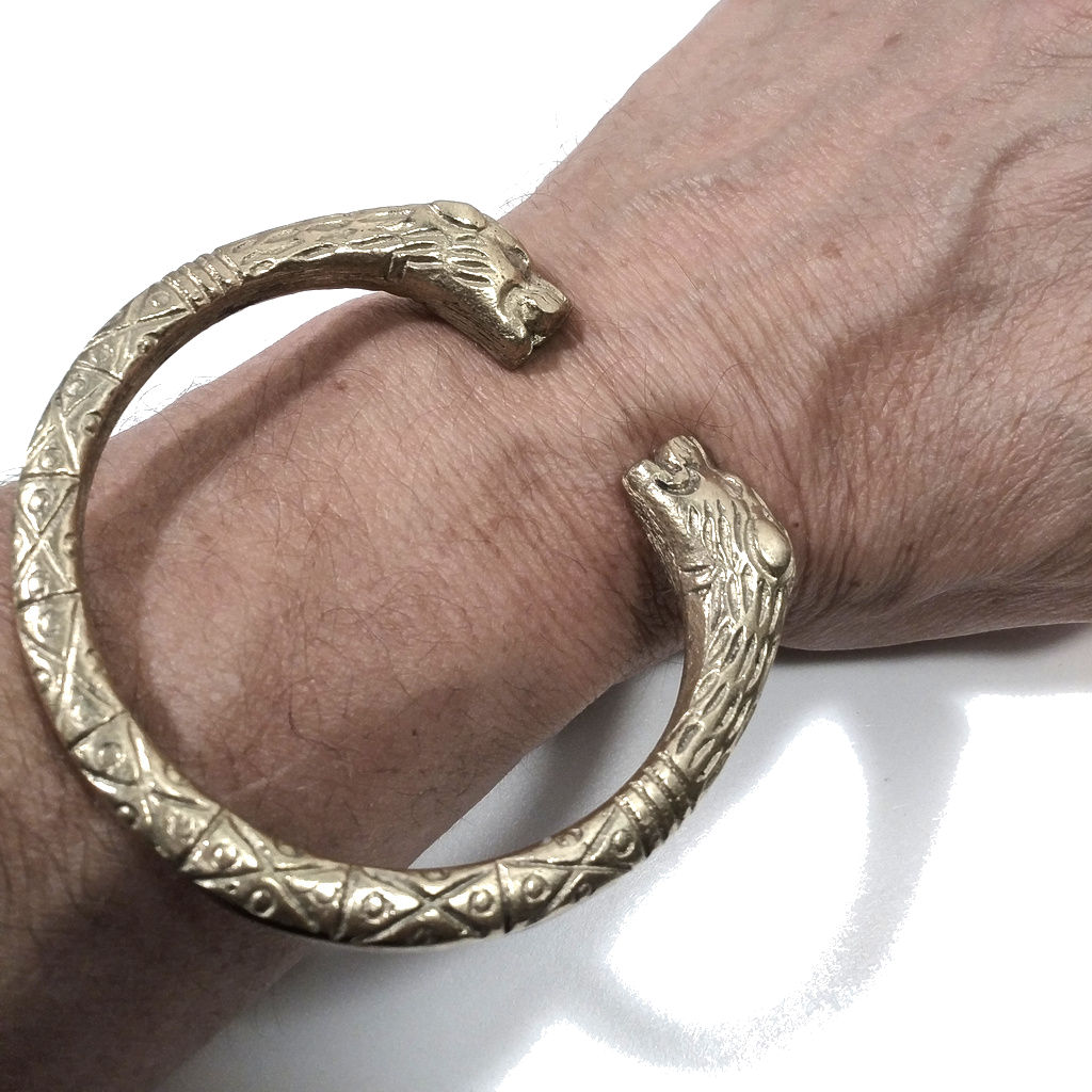 Bracciale in ottone con testa di TIGRE Bracciale artigianale | BRACCIALE ETNICO