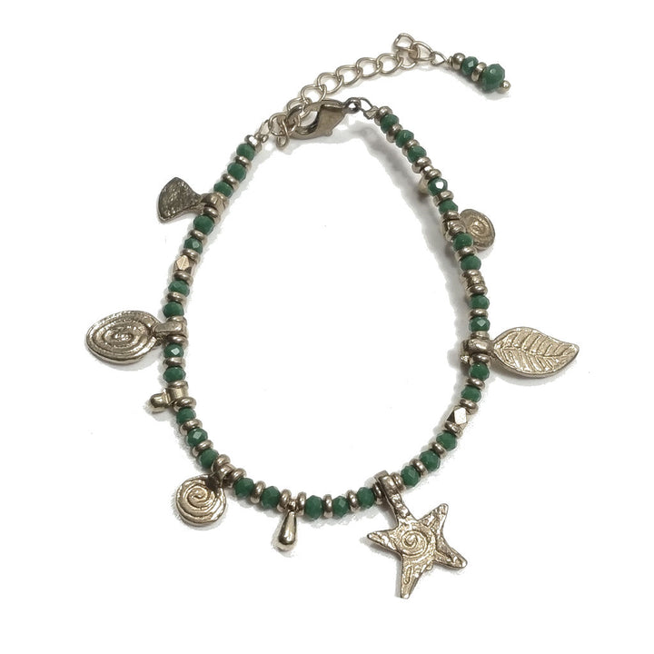 Bracciale artigianale in ottone STELLA SPIRALE FIORI | Bracciale ottone