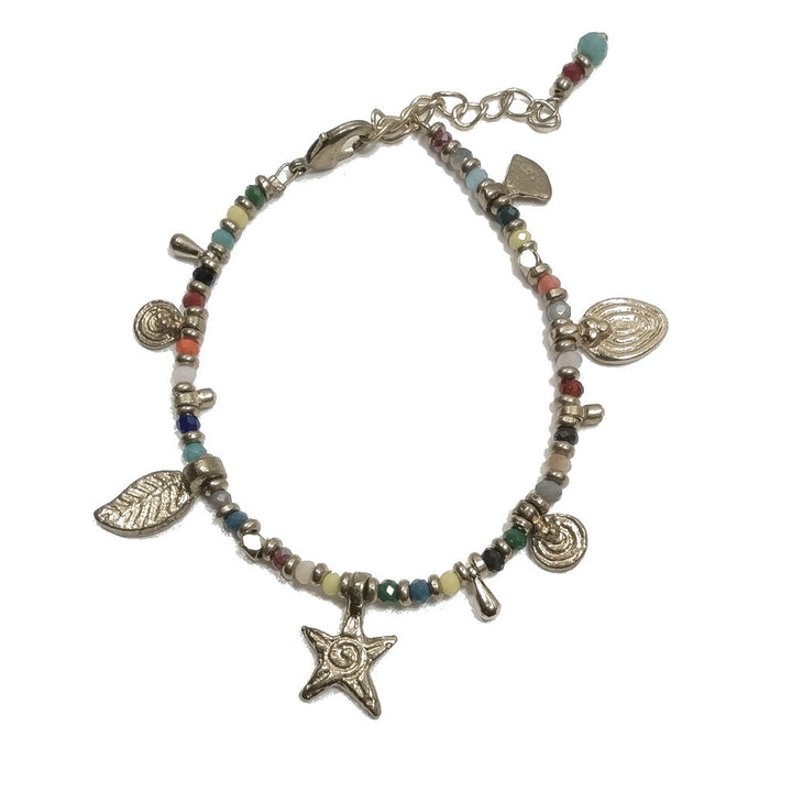 Bracciale artigianale in ottone STELLA SPIRALE FIORI | Bracciale ottone