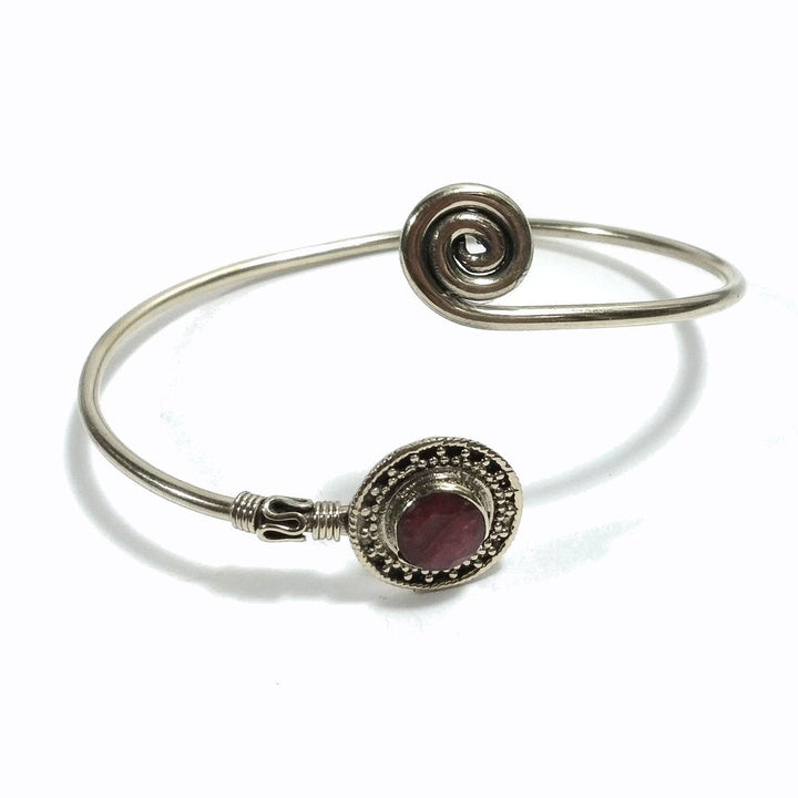 Brass bracelet Handcrafted Ruby and Turquoise Spiral bracelet | Brass BRACELET