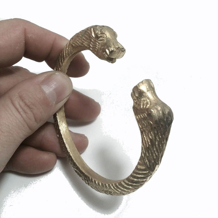 Bracciale in ottone con testa di tigre - KANJARDA