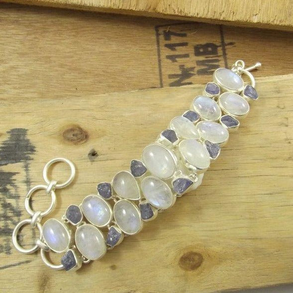 925 silver bracelet with MOONSTONE and TANZANITE