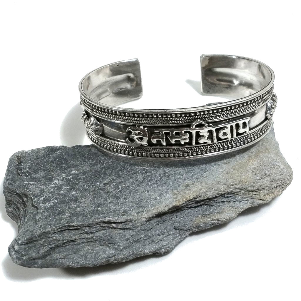 Bracciale ETNICO in argento 925 Bracciale OM NAMAH SHIVAYA | Bracciale Schiava