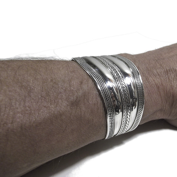 Bracciale etnico HINAL in argento da UOMO o DONNA - rigido | Gioielli da Uomo