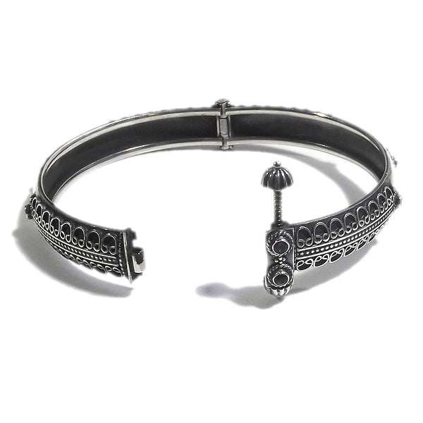 Bracciale etnico NUTAN in argento rigido com AMETISTA | Gioielli etnici Il mondo di Wit