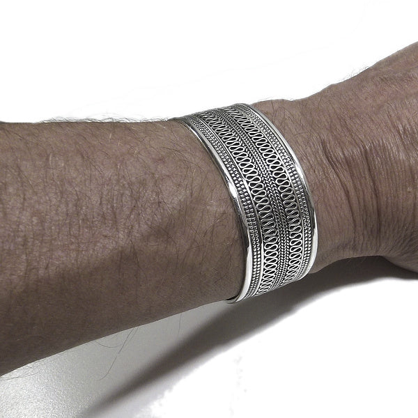 Bracciale etnico TITO in argento da UOMO o DONNA - rigido | Gioielli da Uomo